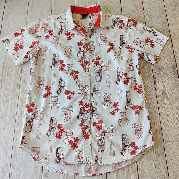 Disney Lilo & Stitch Tiki Woven Button-Up Shirt sz S - Picture 7 of 11